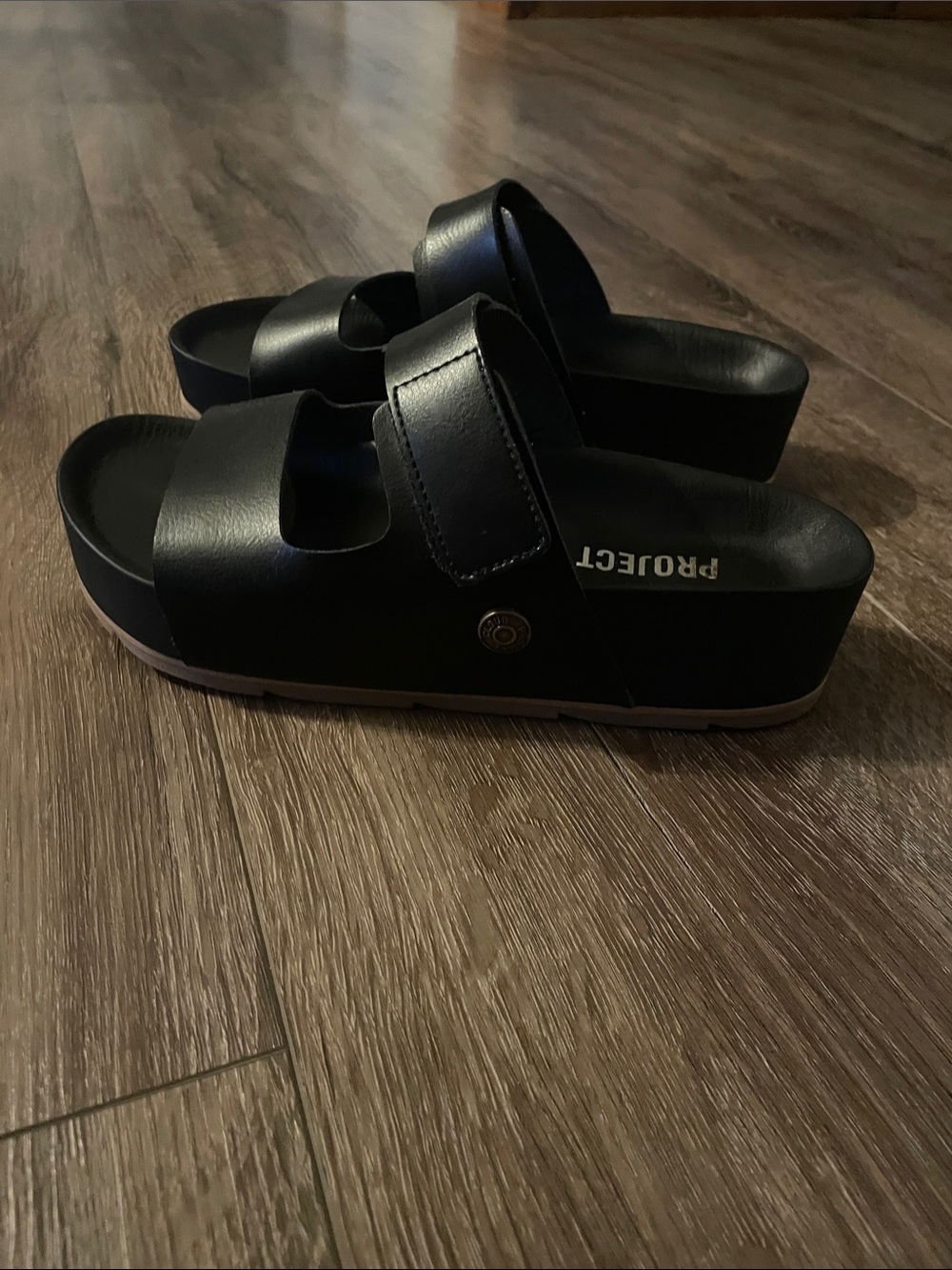 Black Slide Sandals with Dual Straps - Project